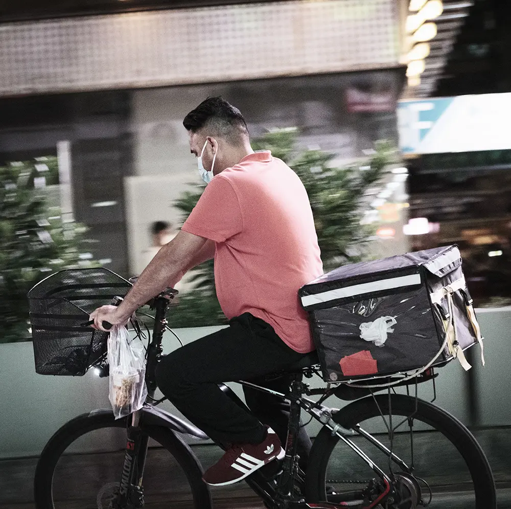 Delivery driver on a bike
